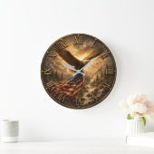 Eagle American Flag Patriotic Rustic Grote Klok (Huis)