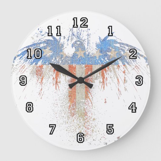 Eagle American Flag Wall Clock Grote Klok (Voorkant)