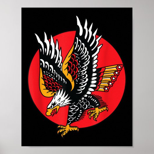 Eagle American Traditional Tattoo Ink Old School F Poster (Voorkant)