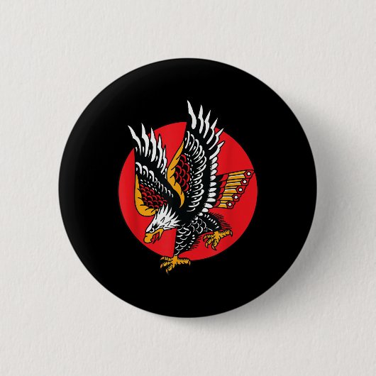 Eagle American Traditional Tattoo Ink Old School F Ronde Button 5,7 Cm (Voorkant)
