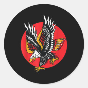 Eagle American Traditional Tattoo Ink Old School F Ronde Sticker