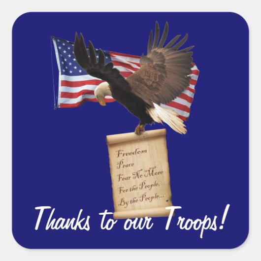 Eagle, Amerikaanse vlag, Vrijheid & Patriottische  Vierkante Sticker (Voorkant)