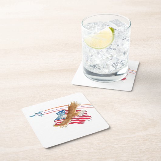 Eagle and American Flag Kartonnen Onderzetters (Insitu)