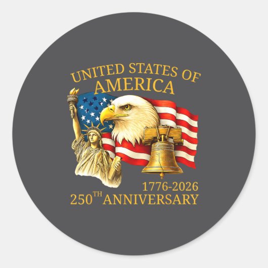 Eagle And Flag 250th Birthday America Since 1776  Ronde Sticker (Voorkant)