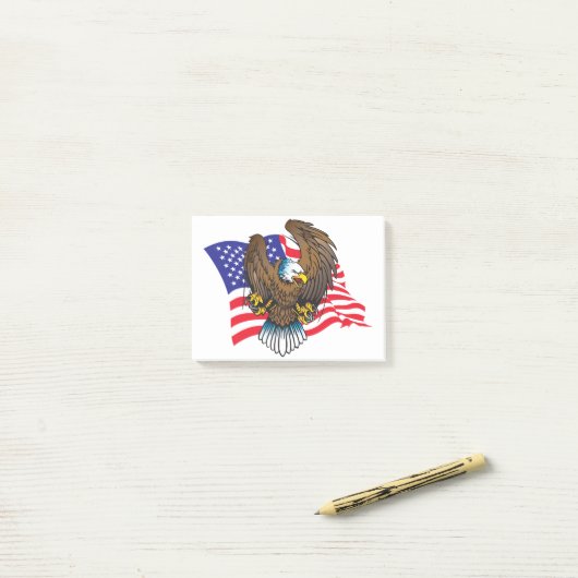 Eagle-and-Flag Post-it® Notes (Op bureau)