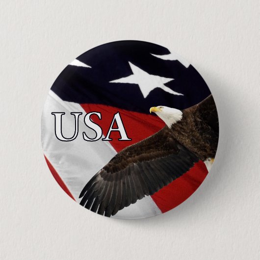 Eagle and Flag USA Ronde Button 5,7 Cm (Voorkant)