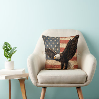 Eagle and U.S. American Flag Pillow Kussen
