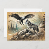 Eagle and Wolf in Wild Landscape Briefkaart (Voorkant / Achterkant)