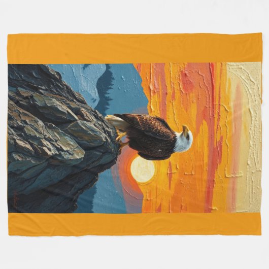 Eagle at Sunset Fleece Deken (Voorkant (Horizontaal))