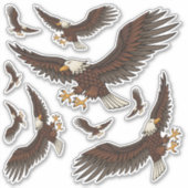 Eagle Attacking Icon Set Contour Sticker (Voorkant)