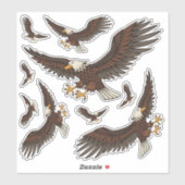 Eagle Attacking Icon Set Contour Sticker (Vel)