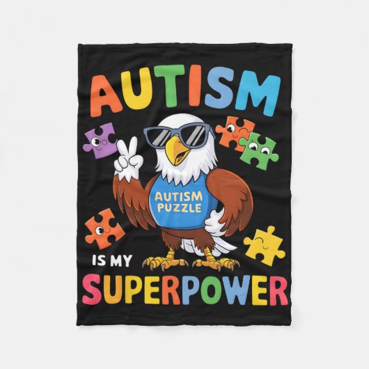 Eagle Autisme is mijn Superpower Accepteer Onderst Fleece Deken (Voorkant)