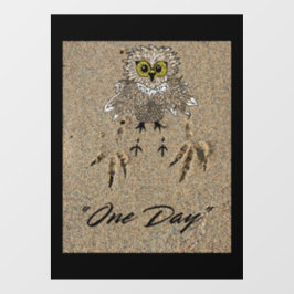 Eagle Baby en voetafdrukken in het zand "One Day" Raamsticker