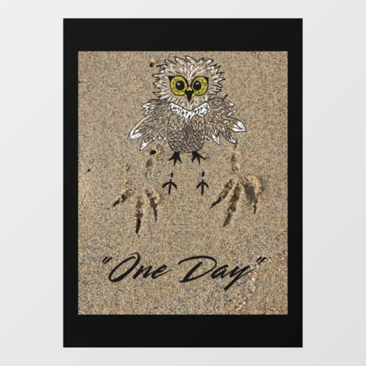 Eagle Baby en voetafdrukken in het zand "One Day" Raamsticker (Vel)