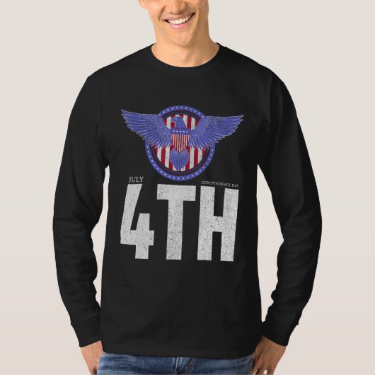 Eagle Badge Independence Day with American Happy 4 T-shirt (Voorkant)