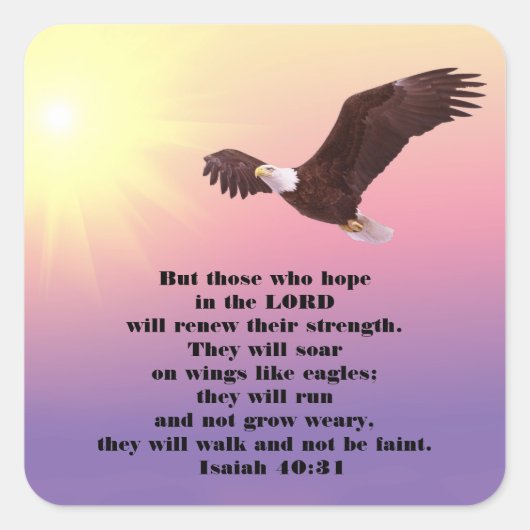 Eagle Bible Verse Hope and Sterke Vierkante Sticker (Voorkant)