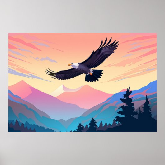 Eagle Bird Animal Mountain Natuur Wilderness Poster (Voorkant)