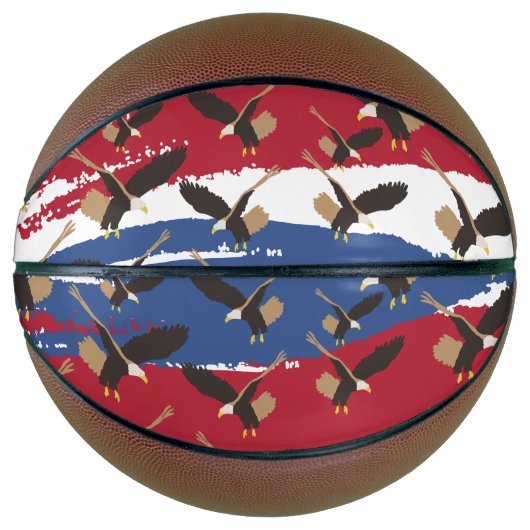 Eagle Bird USA Patriotic American Flag Basketbal (Voorkant)