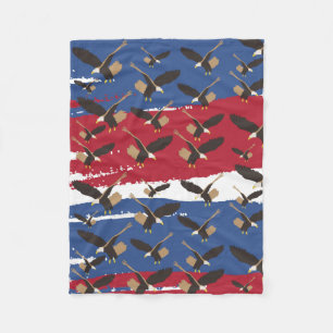 Eagle Bird USA Patriotic American Flag Fleece Deken
