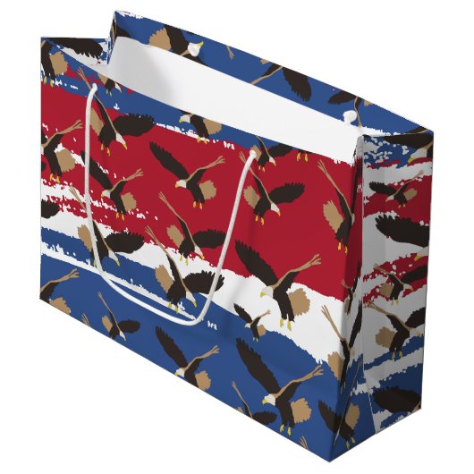Eagle Bird USA Patriotic American Flag Groot Cadeauzakje (Voorkant Gekanteld)