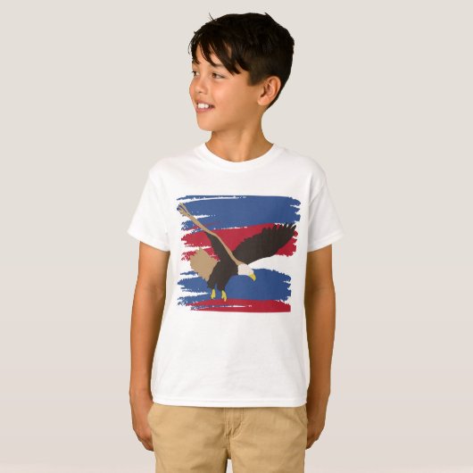 Eagle Bird USA Patriotic American Flag T-shirt (Voorkant volledig)