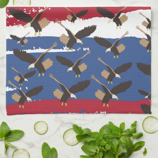 Eagle Bird USA Patriotic American Flag Theedoek (Gevouwen)