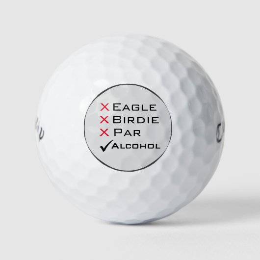 Eagle Birdie Par Alcohol Golf Humor Golfballen (Voorkant)