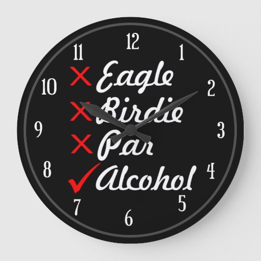 Eagle Birdie Par Alcohol Humor Grote Klok (Voorkant)