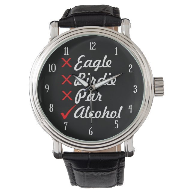 Eagle Birdie Par Alcohol Humor Horloge (Voorkant)