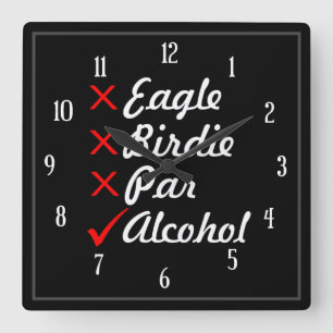 Eagle Birdie Par Alcohol Humor Vierkante Klok