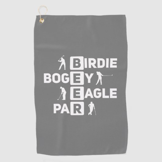 Eagle Birdie Par Bogey Beer grappig Golfhanddoek (Voorkant)