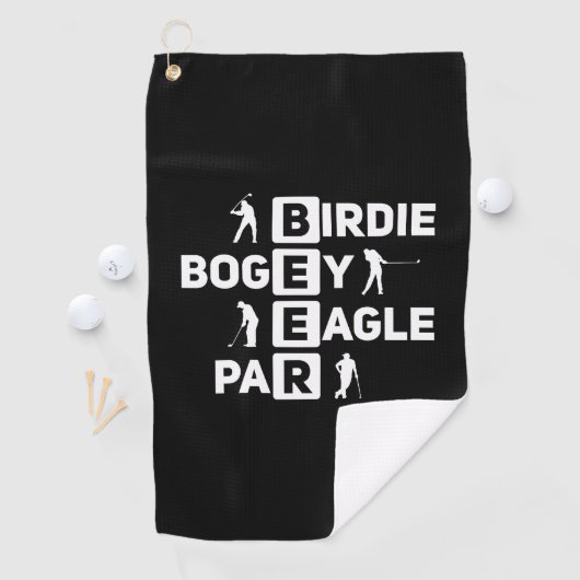 Eagle Birdie Par Bogey Beer grappig Golfhanddoek (Insitu)