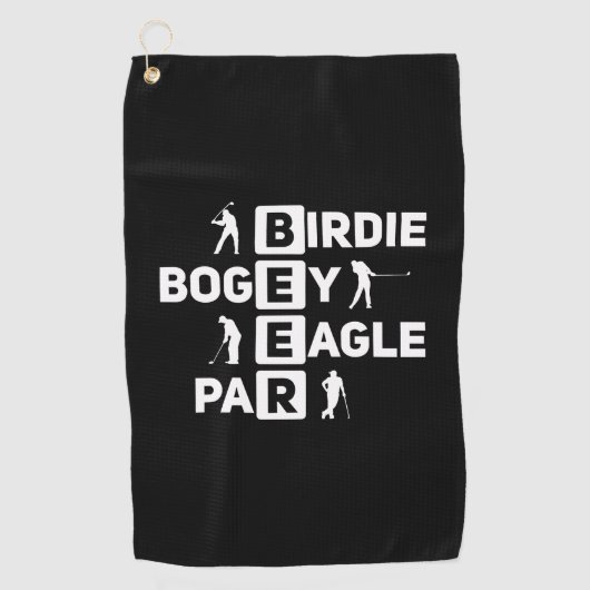 Eagle Birdie Par Bogey Beer grappig Golfhanddoek (Voorkant)