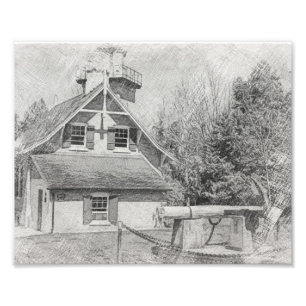Eagle Bluff Lighthouse - Deuren County - Pencil Dr Foto Afdruk