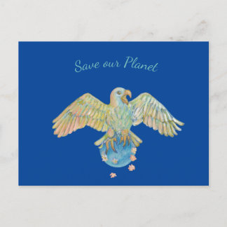 Eagle Carry Earth bespaart onze planeet blauw Feestdagenkaart