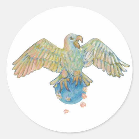 Eagle Carry Earth Ronde Sticker (Voorkant)