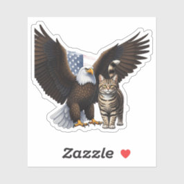 Eagle & Cat Collab – Patriottische dierenonafhanke Sticker