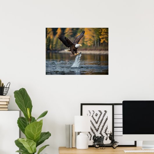 Eagle Catching Fish Poster (Thuiskantoor)