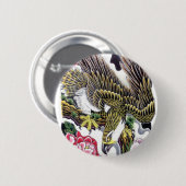 Eagle & Chrysanthemum-tattoo Ronde Button 5,7 Cm (Voorkant /achterkant)