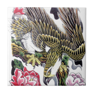 Eagle & Chrysanthemum-tattoo Tegeltje