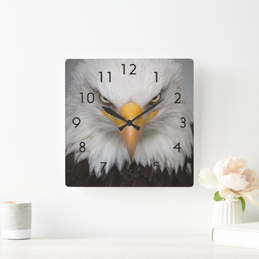 Eagle Closeup Vierkante Klok (Huis)