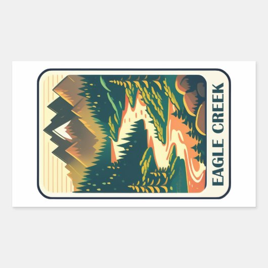 Eagle Creek Oregon Kleuren Rechthoekige Sticker (Voorkant)