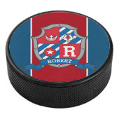 Eagle crest douanenaam red blue monogramed hockey puck (3/4)