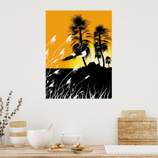 Eagle Desert Summer Silhouettes Poster (Keuken)