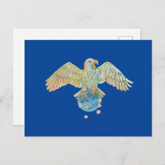Eagle die de aarde diep blauw draagt briefkaart (Voorkant / Achterkant)