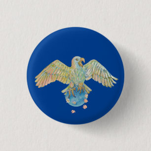 Eagle die de aarde diep blauw draagt ronde button 3,2 cm