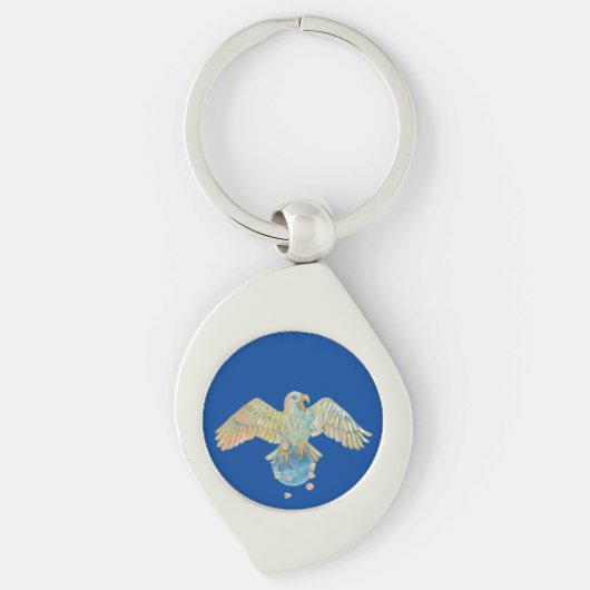 Eagle die de aarde diep blauw draagt sleutelhanger (Voorkant)