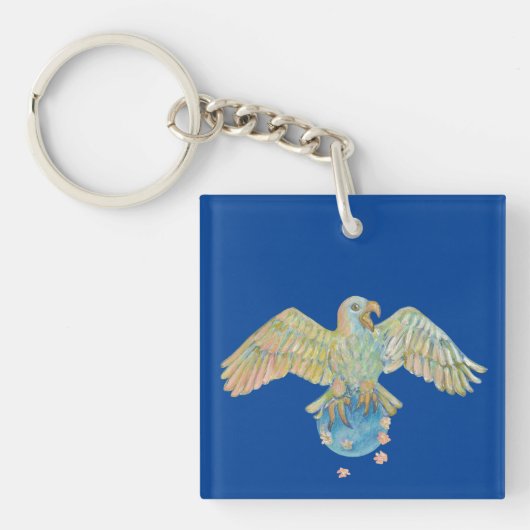 Eagle die de aarde diep blauw draagt sleutelhanger (voorkant)