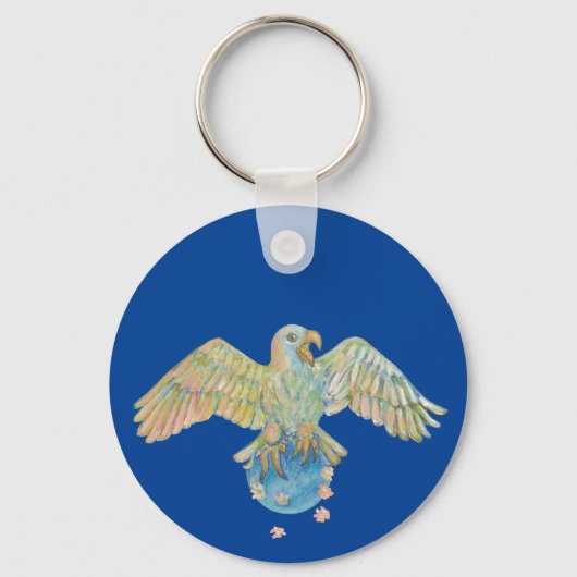 Eagle die de aarde diep blauw draagt sleutelhanger (Voorkant)