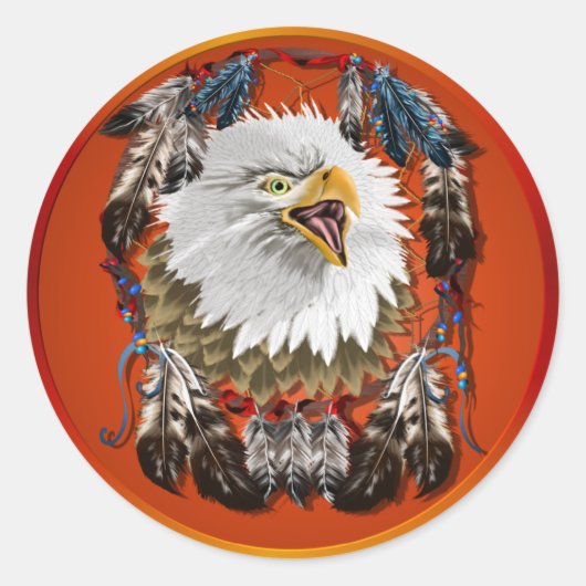 Eagle Dreamcatcher-Stickers Ronde Sticker (Voorkant)